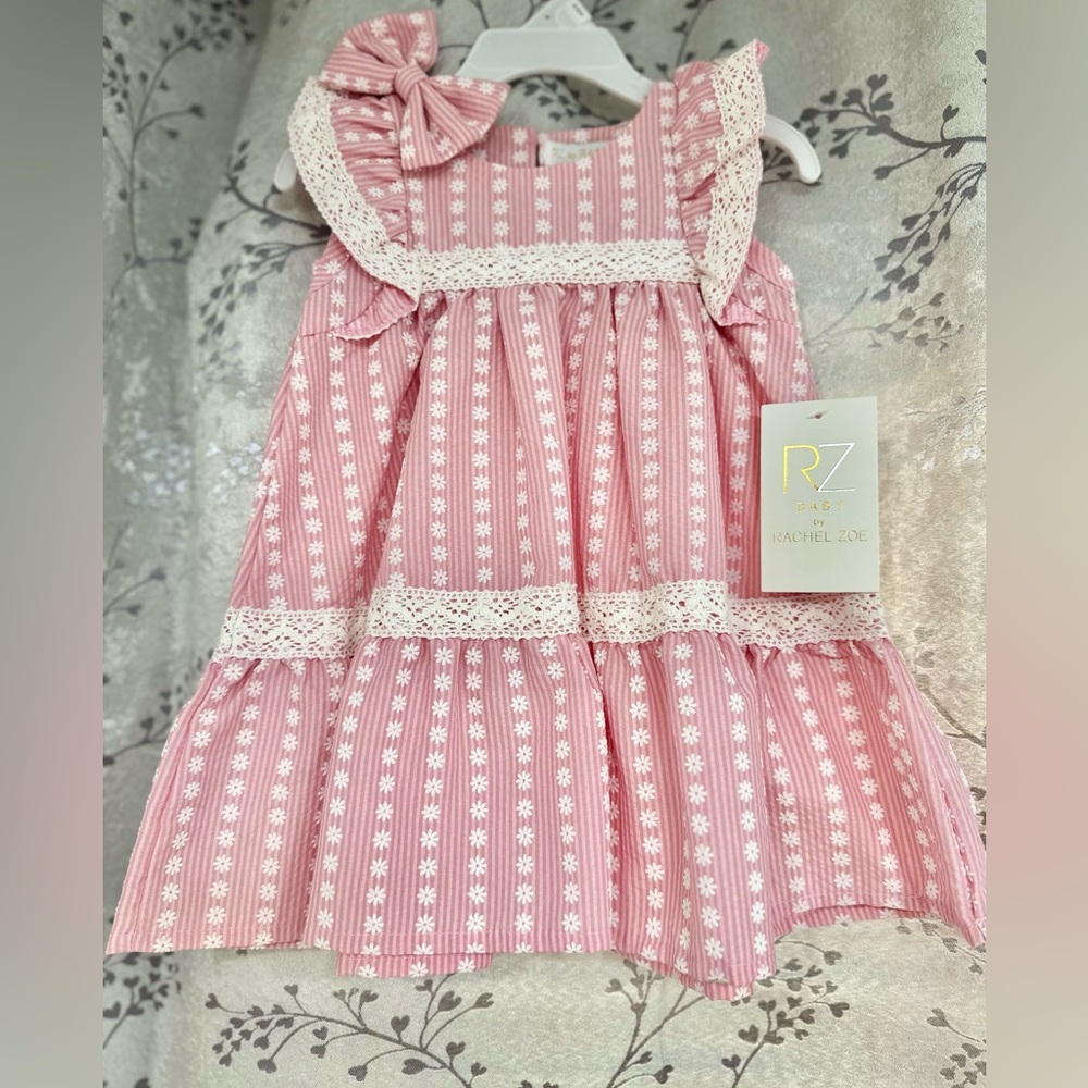 Rachel Zoe Striped Pink and Cream Kids Dress
